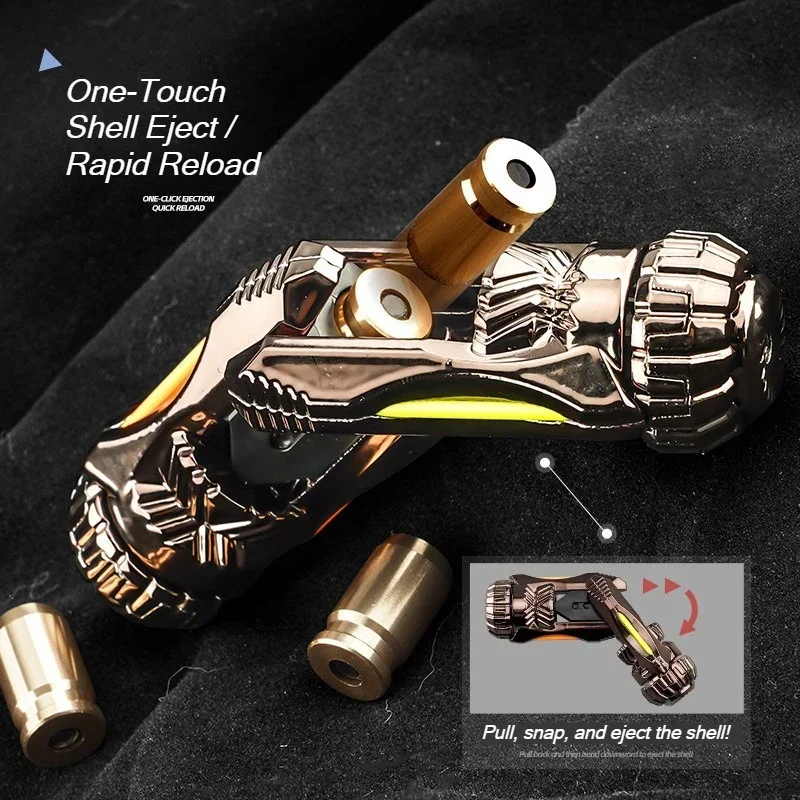 Alloy Stress Relief Launcher Mini Fingertip Spinner One Touch Fire Ejection Blaster Toy Gun Gift Set with Safe Plastic Bullets