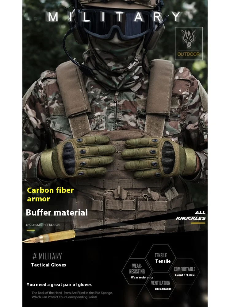 Full-finger touch-screen tactical for outdoor sports protection, camping training, special forces, military fans, cycling gloves