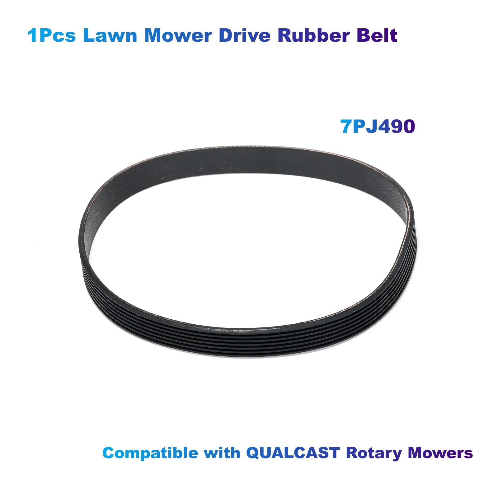 1 pz tosaerba trasmissione cinghia in gomma PJ490(7 creste, circonferenza 490mm, larghezza 16mm) compatibile con tosaerba rotanti QUALCAST