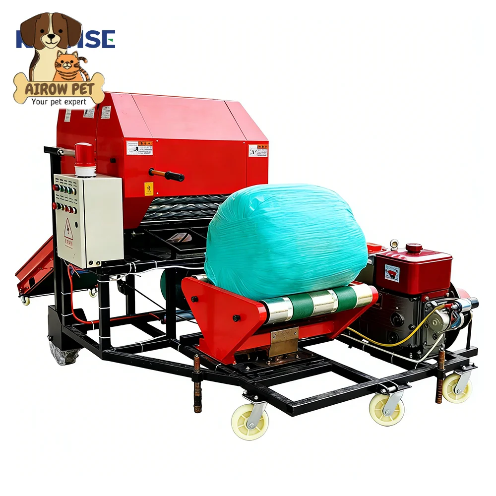 AIROW Diesel Silage Baler Wrapper Machine for Grass, Corn Stalk Round Bale Wrapping on Farms