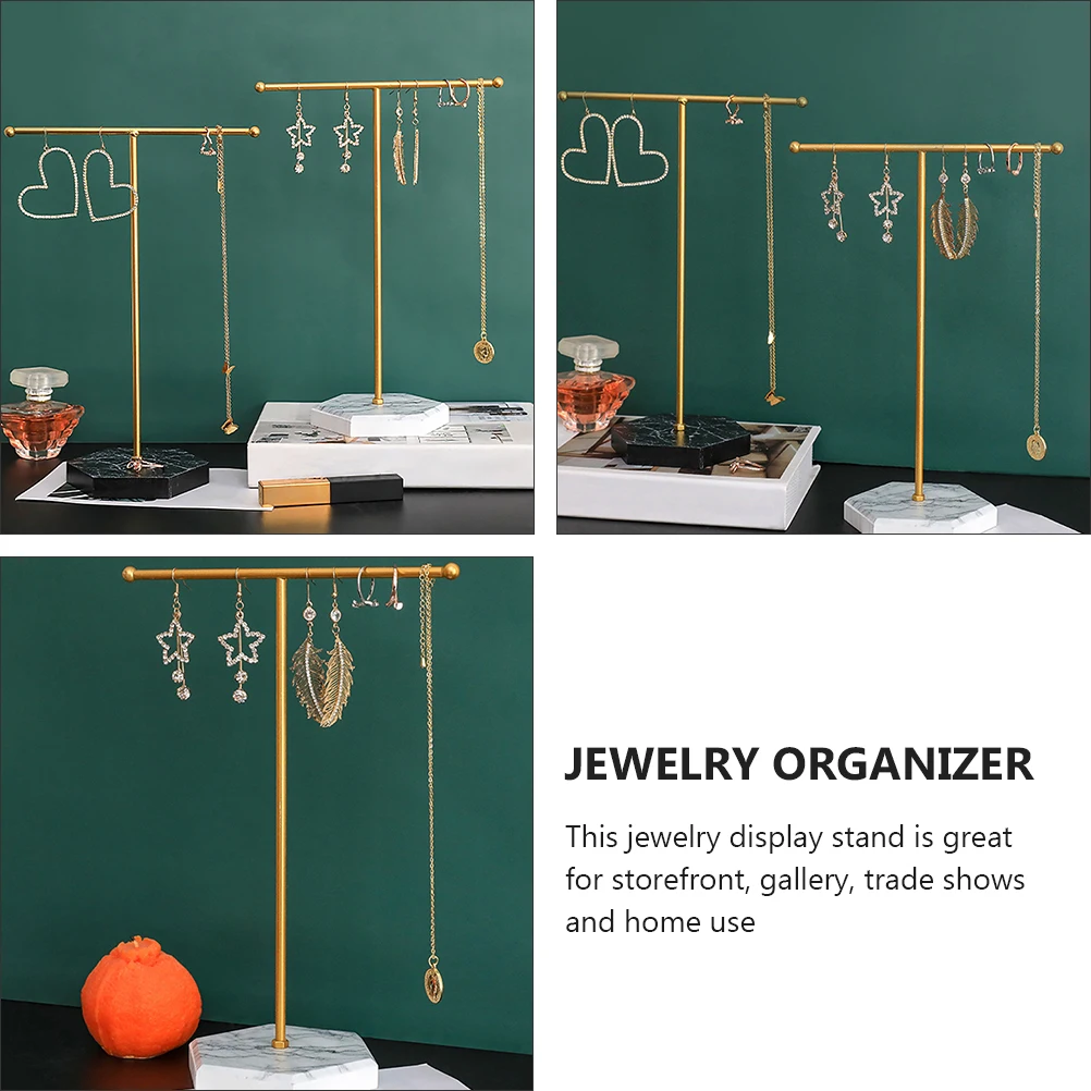 

Marble Pattern Jewelry Display St Durable Safe Earring Holder ganizer Rack Wooden Material Spotlight Counter Window Gallery