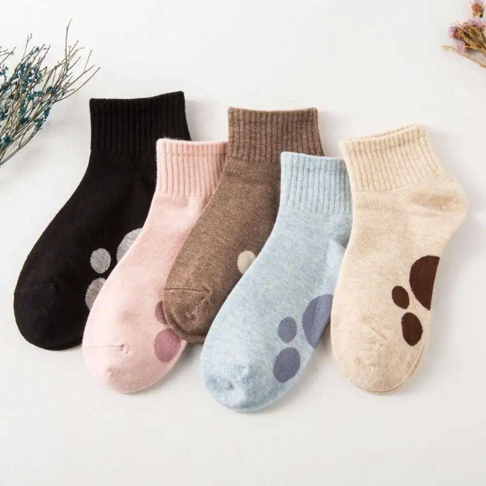 

5Pairs Casual Funny Bear Claw Cotton Socks Autumn Sweet Cartoon Mid-calf Socks Hosiery Breathable Tube Socks Women Student