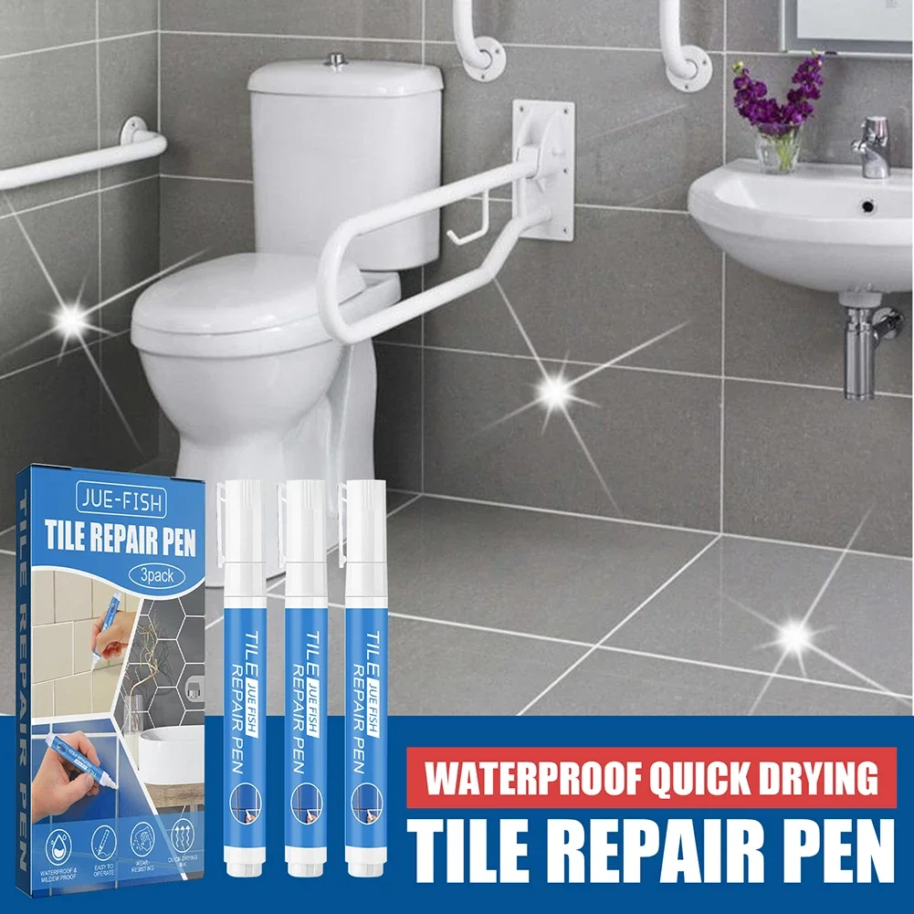 3pcs Tile Grout Paint Pen Waterproof Grout Pen White Tile Paint Marker Mildew-proof Tile Repair Beauty Pen Safety for Home Tools