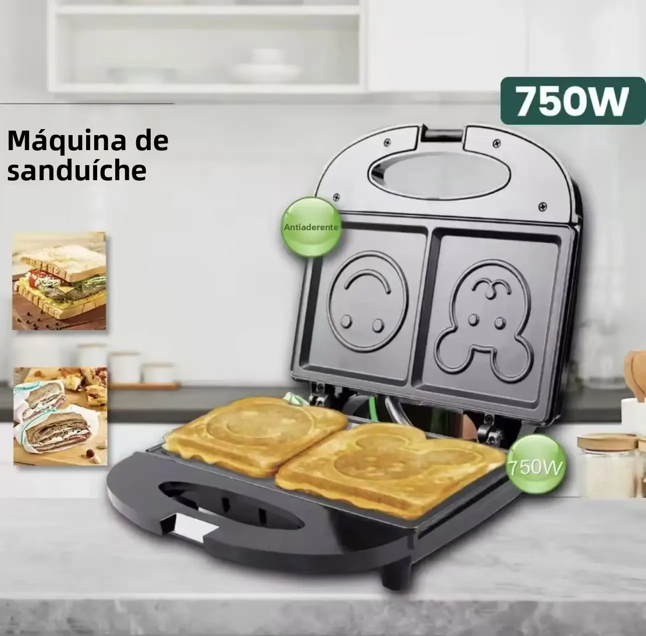 家庭用軽量朝食サンドイッチメーカー-ワッフルトーストサンドイッチメーカー-3-in-1