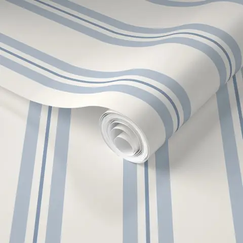 Blå tickande ränder, väggmålning, blå ränder tapet för pojkars sovrum, självhäftande eller oklistrabar tapetrulle. 8 best sales blå tapet - №4