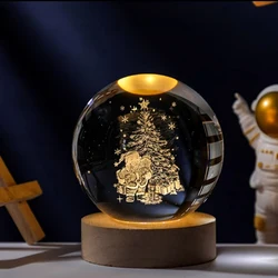 6cm 3D laser carved crystal ball home decoration christmas winter christmas gift light up animal home decoration