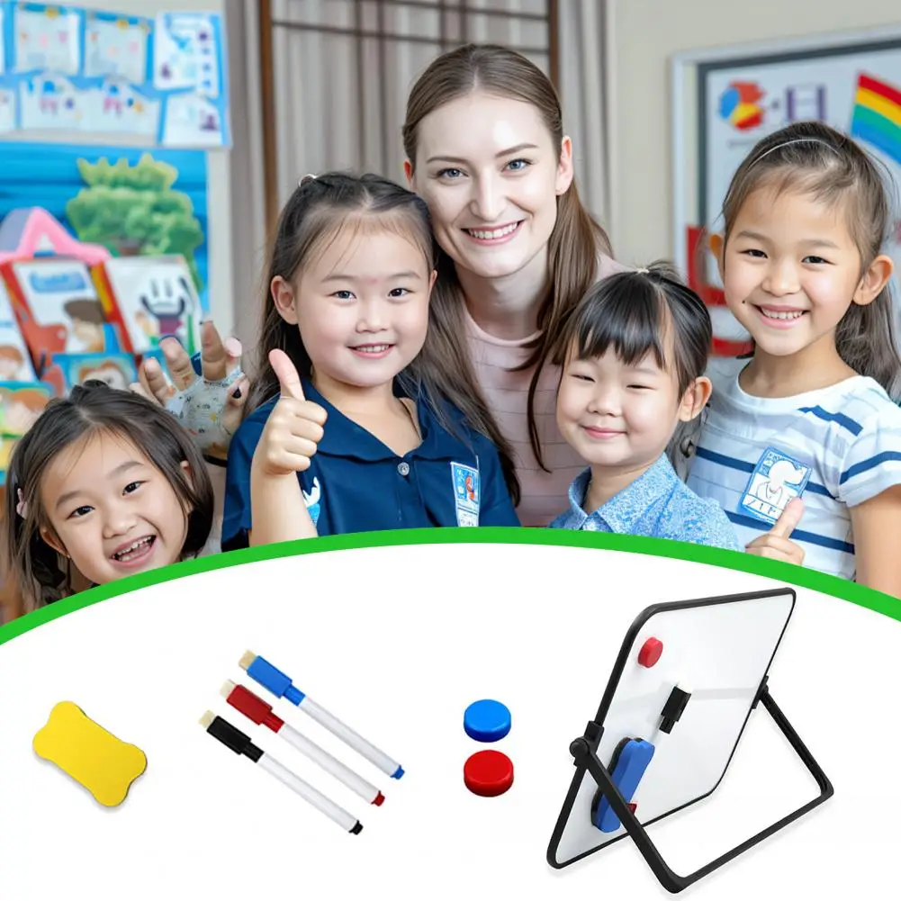 Magnetic Dry Erase Board with Stand Desktop Double-Sided White Board with Markers Eraser Magnets for Office School Kids Drawing