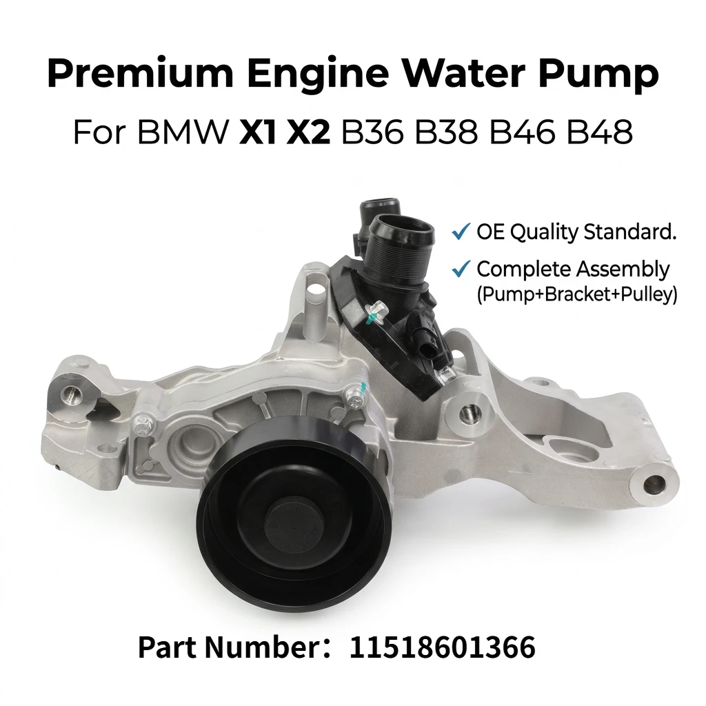 New For BMW X1 X2 B46 B48 11518601366 Water Coolant Pump with Thermostat and Mounting Bracket For BMW X1 F48 X2 F39 2015-2024