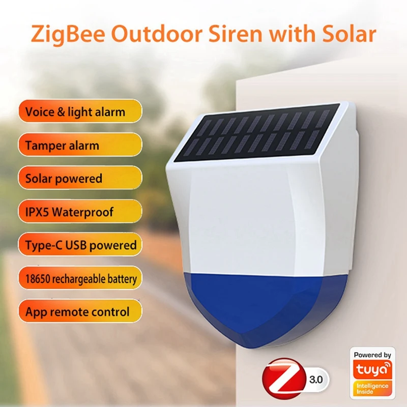 APPLIA-NEO Graffiti Smart Audible Alarm Zigbee Outdoor Sound And Light Alarm Waterproof Solar Sound Light Alarms