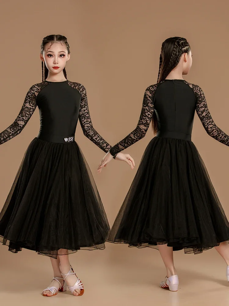 New Modern Girls's Ballroom Dance Costumes Waltz Dance Performance Competition Skirt Set Art Test Wear