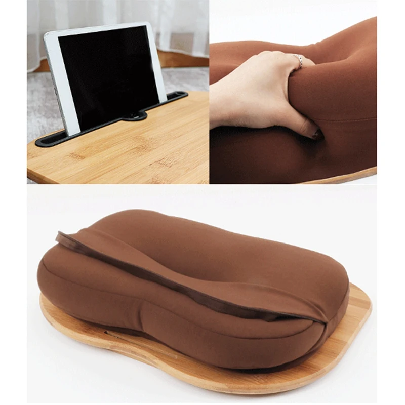 Lap Desk With Pillow Cushion,Laptop Stand Parts With Slot For Tablet,Computer Bed Table For Travel,Support Up To 14Inch Laptop