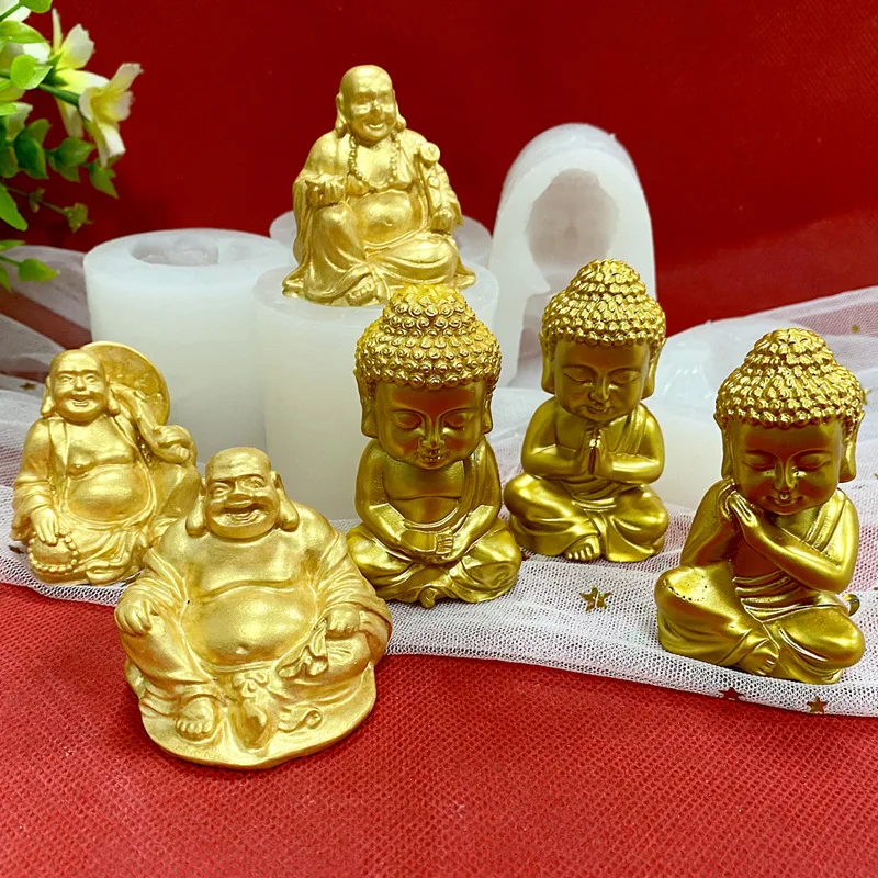 3D Buddha Silicone Candle Mold Church Maitreya Buddha Craft Plaster Epoxy Resin Making Supplies Diy Handmade Candle Making Kit