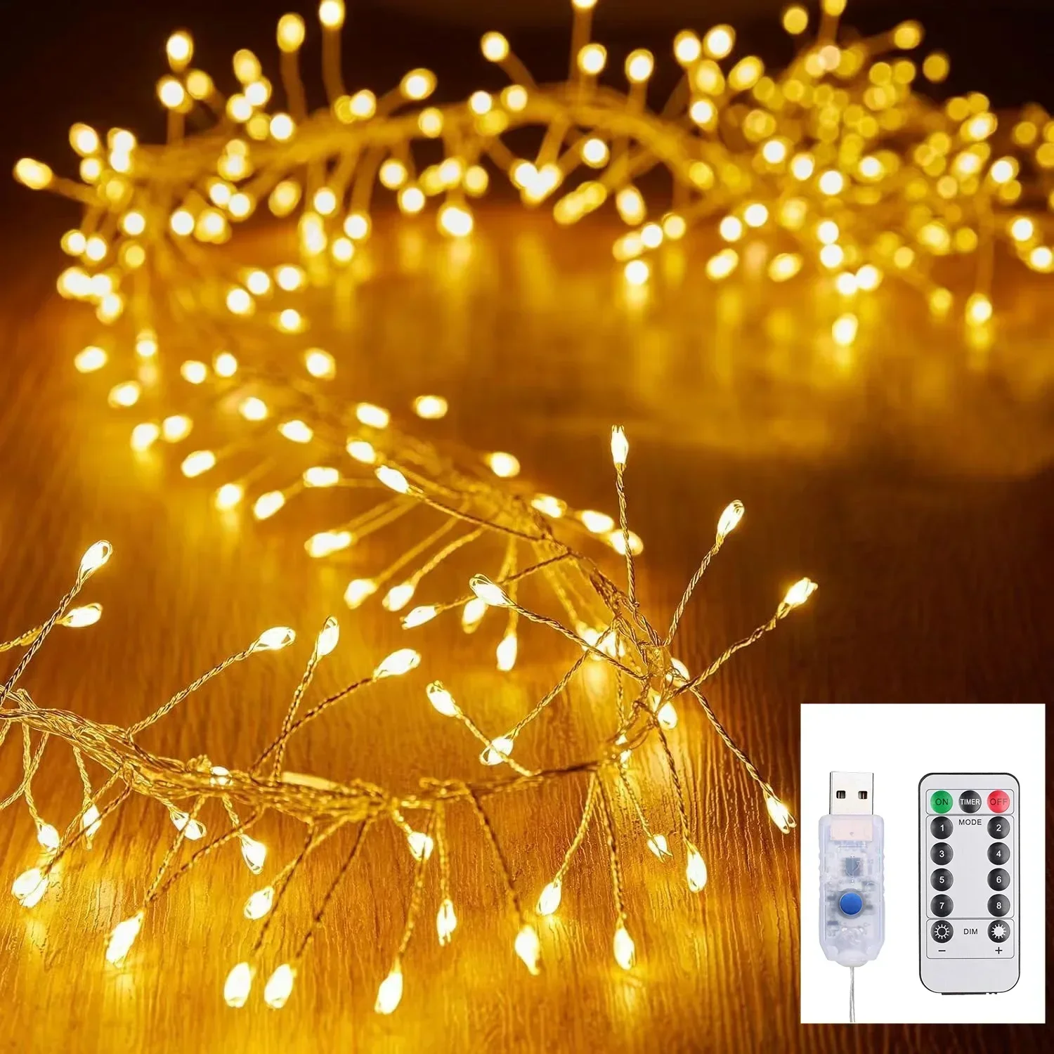 3/6M USB Powered Remote Control Fairy Lights for Wedding Christmas Party Garden Decoration Firecracker String LED Lights