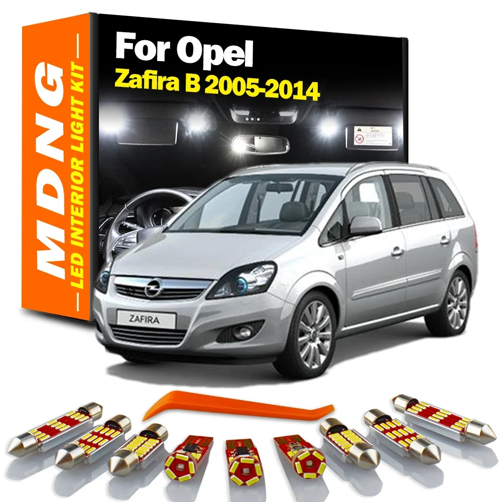 MDNG 11Pcs Canbus Car LED Interior Light Kit For Opel Zafira B 2005 2006 2007 2008-2014 Dome Map Reading Trunk Lamp Led Bulbs