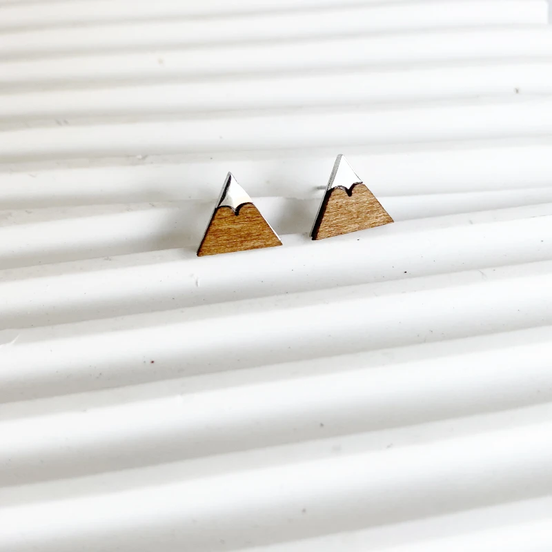 أقراط خشبية على شكل جبل ثلجي دروبشيبينغ مجوهرات طبيعية صديقة للبيئة للنساء مجوهرات أذن عصرية بسيطة