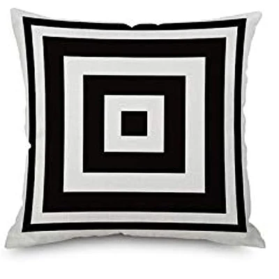 Black White Nordic Simple Geometric Pattern Decoration Pillow Cover, Single-Sided Printing, Linen Square 40X40cm