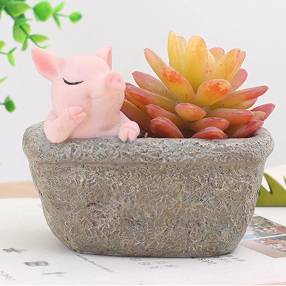 

1 шт., цветочный горшок из смолы, мини-копилка, дизайн, горшок для сочных растений с дренажным отверстием для украшения домашнего офиса, контейнер для цветов