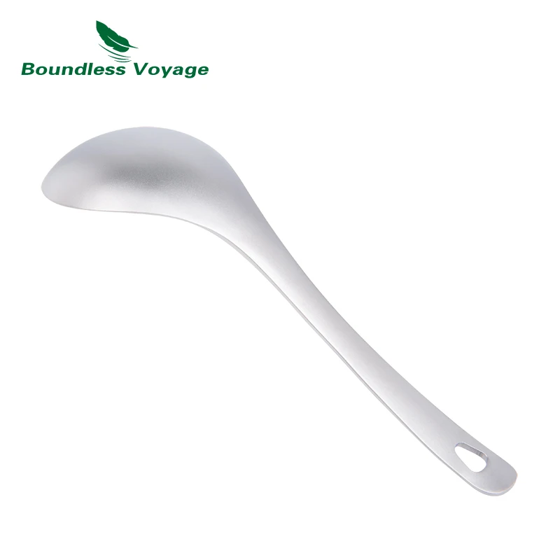 Boundless Voyage-cuchara de titanio para cocina, cucharilla gruesa para cocinar, cucharón de salsa con lazo profundo, Ti1038T