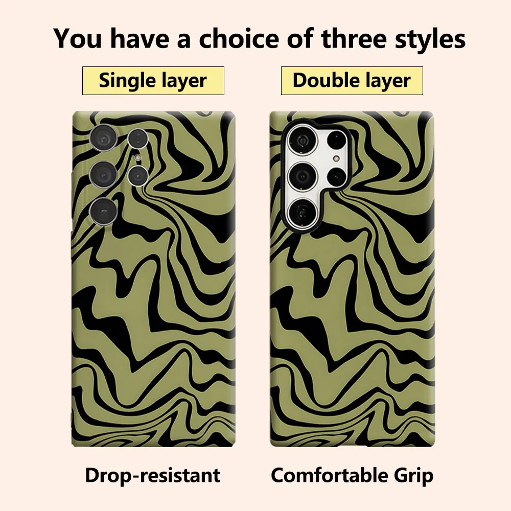 Olive Liquid Marble Luxury Fashion Full Lens Protective Case for Samsung Galaxy S26 S25 S24 A56 A36 Plus Ultra