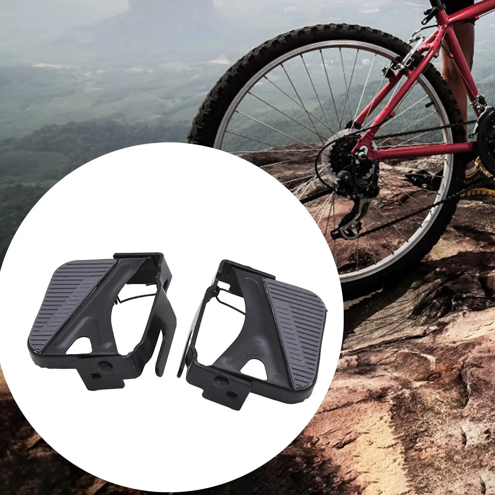 1 Pair Bicycle Rear Pedals Foldable Iron Folding Footrests for Mountain Bike