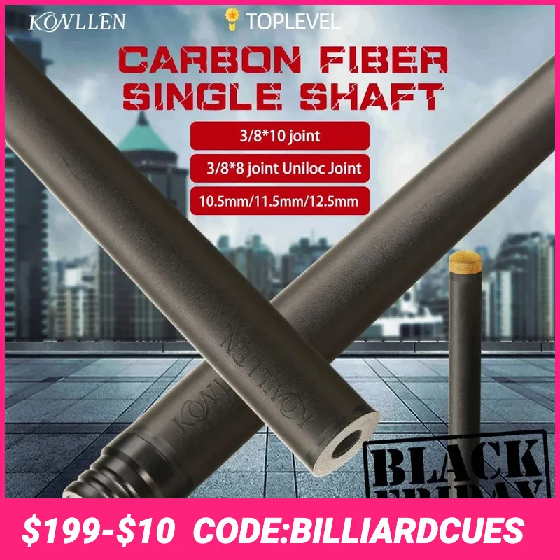 

KONLLEN Carbon Fiber Shaft Billiard Pool Cue Stick Shaft 3/8*8 Radial 3/8*10 Uni-loc Joint Single Shaft 10.5/11.5/12.5mm