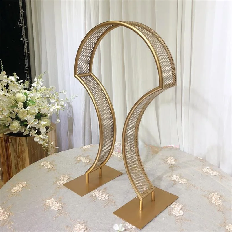 4/8 Stück Blumenständer Tischdekoration 80cm hoch Hochzeits-Blumenständer aus hohlem Metallgeflecht in Fächerform in Gold – Detail 3