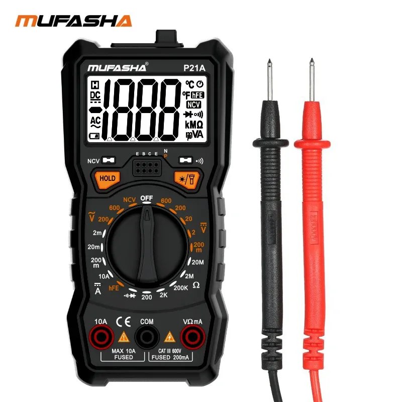 MUFASHA TRUE RMS Multimeter AC/DC Flashlight Digital 6000 COUNTS NCV Smart High Precision