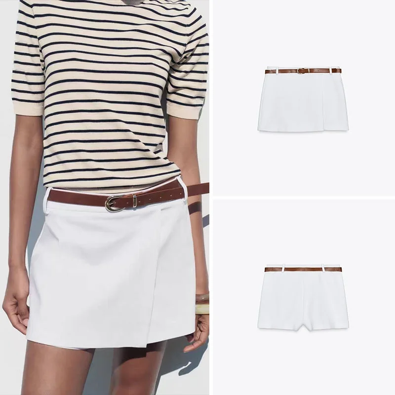 

Новое осеннее поступление, женская двубортная юбка с поясом, брюки, дизайнерская французская повседневная юбка-стойка H-образной формы