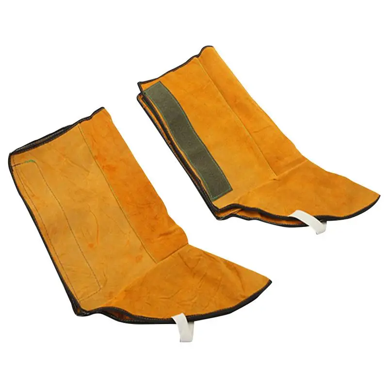 1 Pair Cowhide Leather Welding Spats Protective Shoes Feet Cover Heat Resistant Flame-Retardant Welding Boot Cover Safety Work