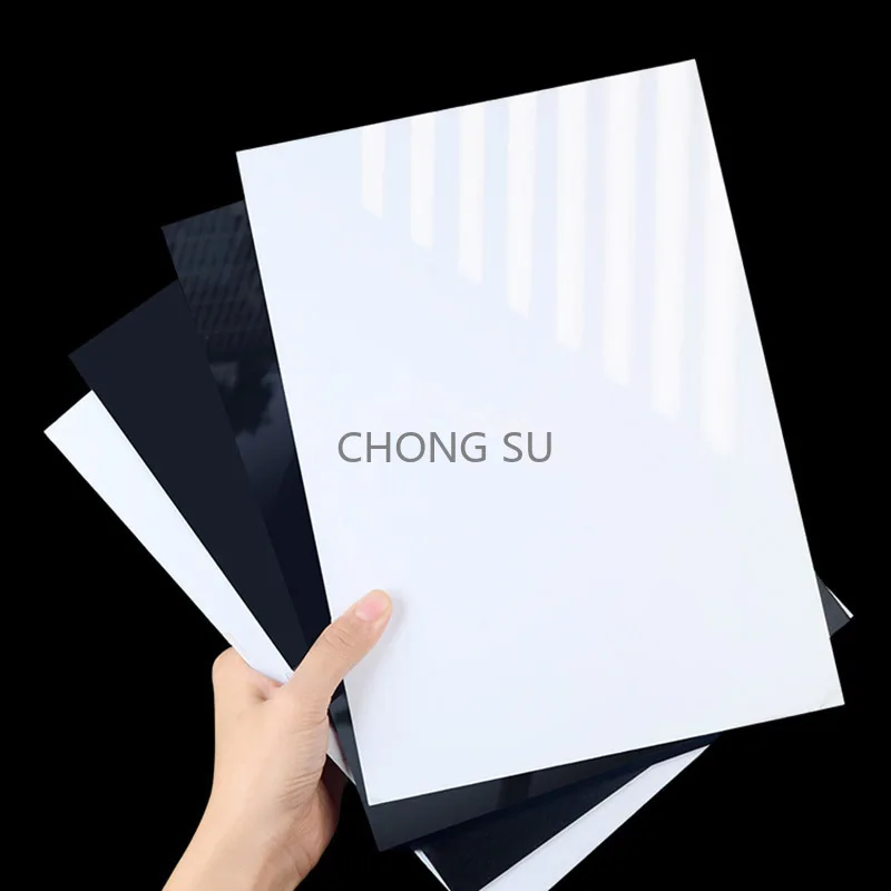 2-10 stuks PVC Plastic Vel Dik 0.2-1mm Hardboard Wit/Zwart Model Handgemaakte Pad Paneel Plaat 100x100 100x150 200x200 300x300mm