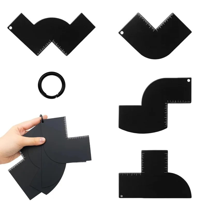 1‑4Pc Barber Edge Shaping Card,ColorEnhanced Hair Cutting Template with Measuring Indicator,Men Hair Beard Styling Grooming Tool