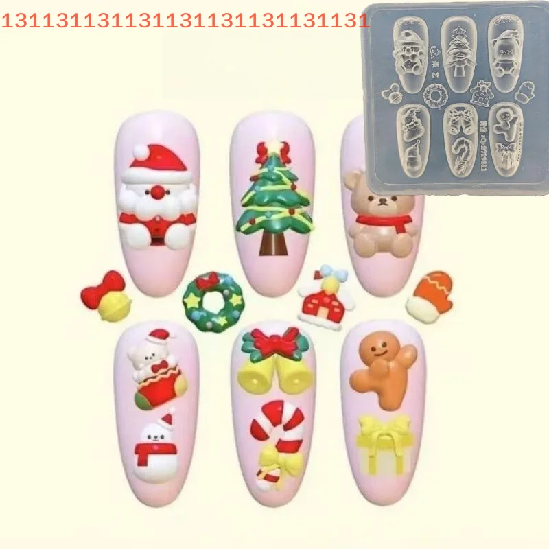 سانتا كلوز الدب ندفة الثلج تصميم DIY مانيكير الديكور شفافة الإبداعية احتفالية NailChristmas 3D مسمار الفن قوالب السيليكون #5