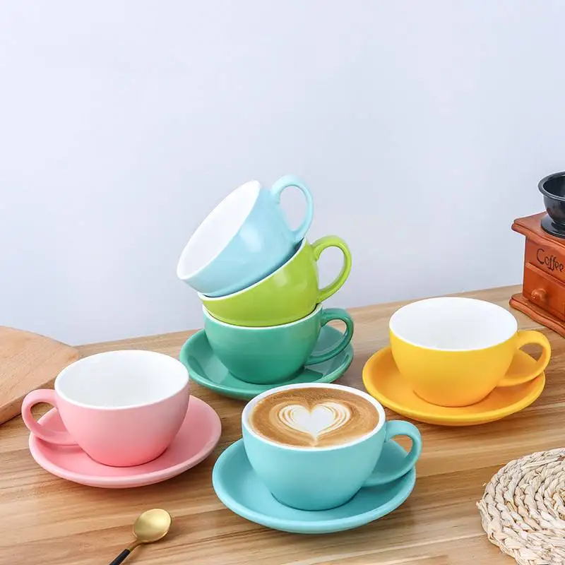 Brief Colorful Melamine Ceramic Mugs coffee mug with Saucer Milk Tea office Cups Drinkware the Best birthday Gift for Friends
