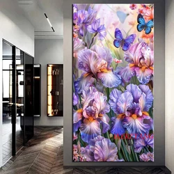 Big Size 5D DIY Diamond Painting Beautiful Irises and Butterflies Diamond Embroidery Painting DIY Mosaic Gift Home Decor