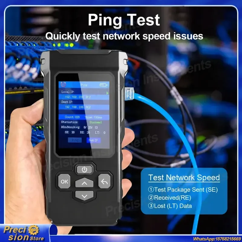 NF-8506 Ethernet Cable Tester for Network Technicians with PING Test IP Scan RJ45 RJ11 Cable Tracker LAN Tester