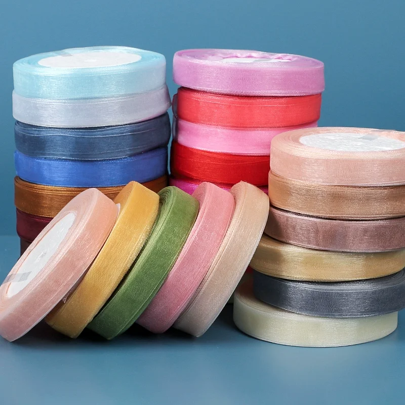 12mm Organza Ribbon 45Meters/Roll DIY Handmade Clothing Accessories Christmas Wedding Birthday Party Gift Wrapping Ribbon