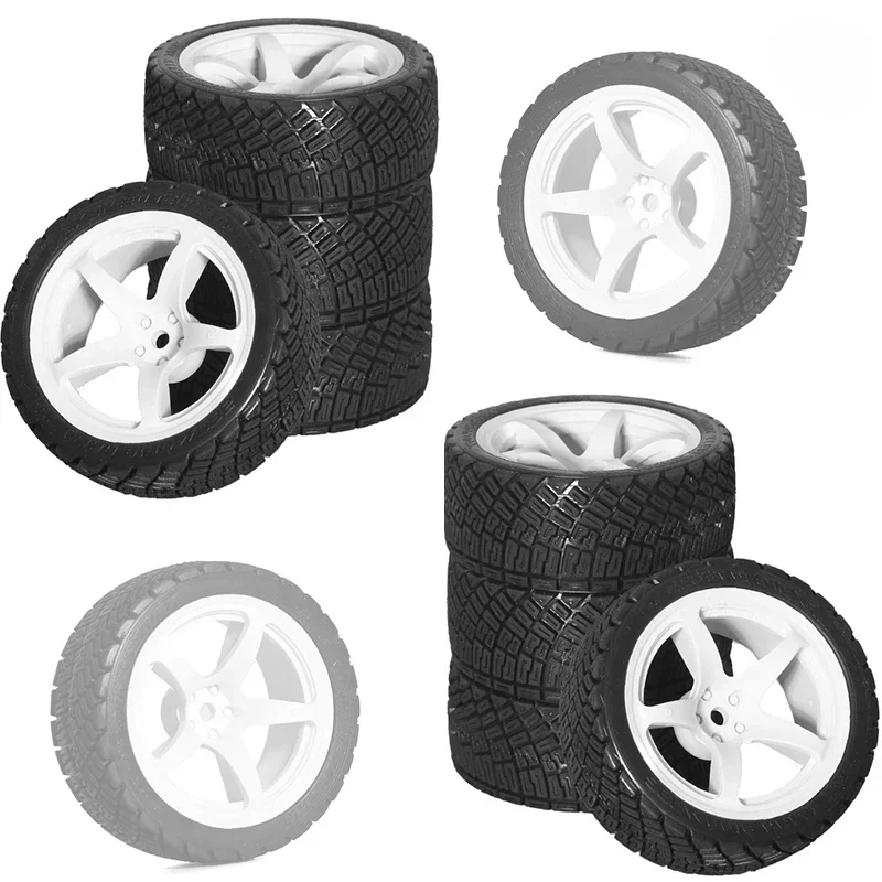 

RS RC 1/10 RC Rally Racing Wheels Tires On Road Car Rubber Tyres Hex for HPI KYOSHO Tamiya XV02 XV01 TA06 TT01 TT02 PTG2