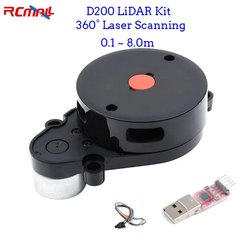 

D200 LiDAR Kit 360° Omni-directional Triangulation 8m Radius Ranging UART Triangular Lidar Software Start-stop Control LD14P