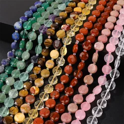 10mm Flat Round Faceted Stone Beads Coin Natural Gems Crystal Jades Loose Beads for Jewelry Making Necklace DIY Bracelet Craft