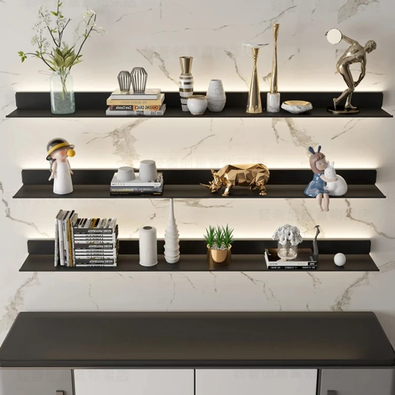 

Светящиеся светодиодные стеллажи из алюминиевого сплава — настенный L-образный стеллаж для хранения с многофункциональным дизайном для витрины книг/винных