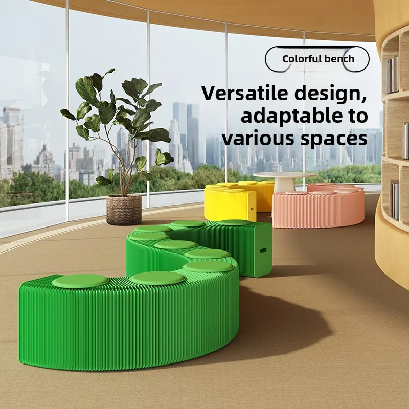 Folding Bench Multiplayer Bench Retractable Sofa Bedside Creative Fashion Exhibition Event Dopamine