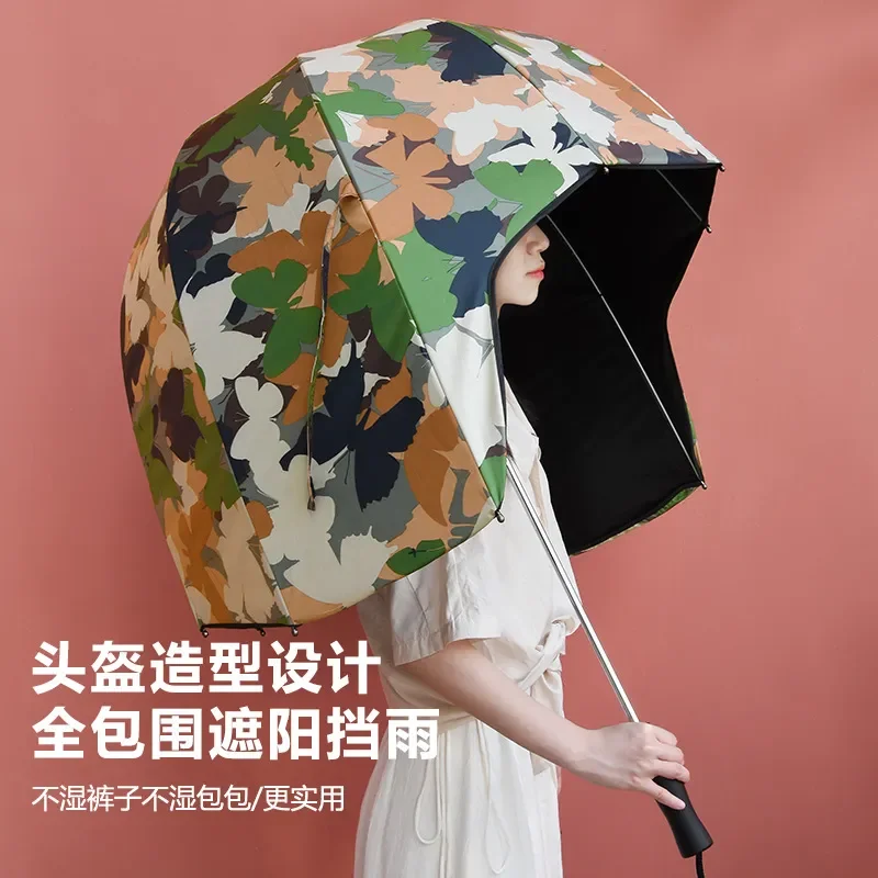 For Internet Celebrity Style Helmet Umbrella High End Custom Sunscreen Outdoor Weather Rain Parasol Cross Border Batch