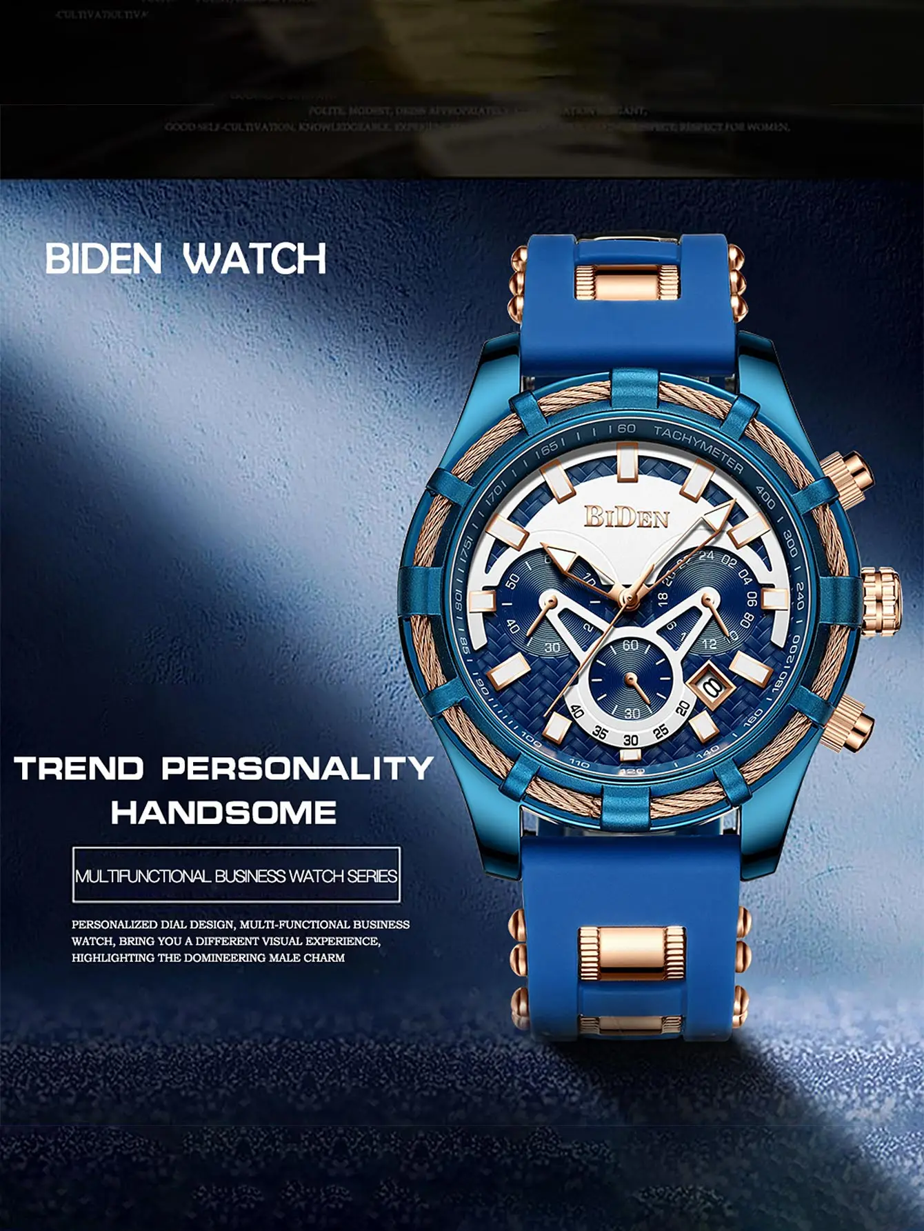 Orologio da uomo di moda casual in pietra di quarzo impermeabile in silicone di moda da uomo di marca premium BIDEN