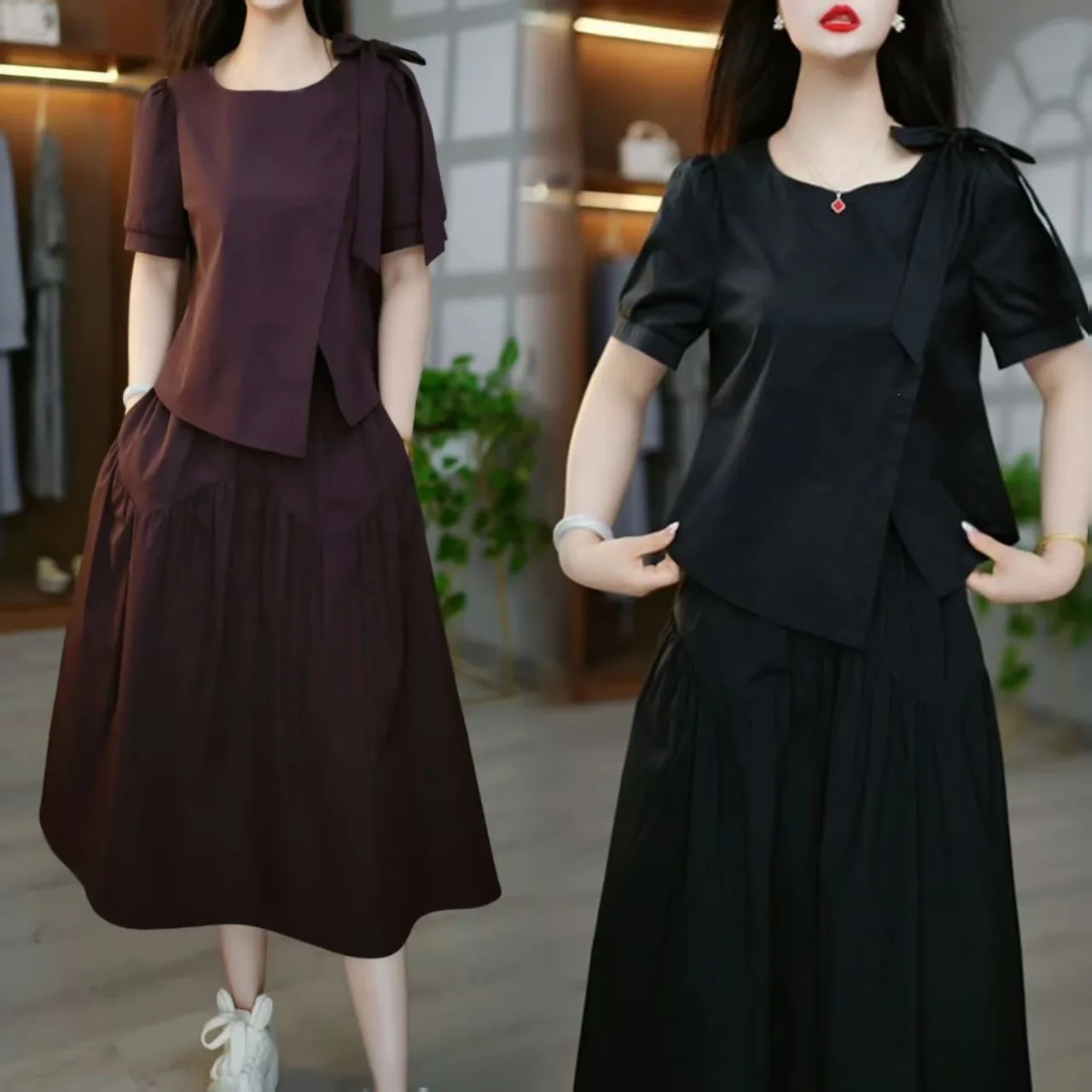 

Fashionable Women's Set 2026 Summer New Design Irregular Top and Skirt Two-piece Set