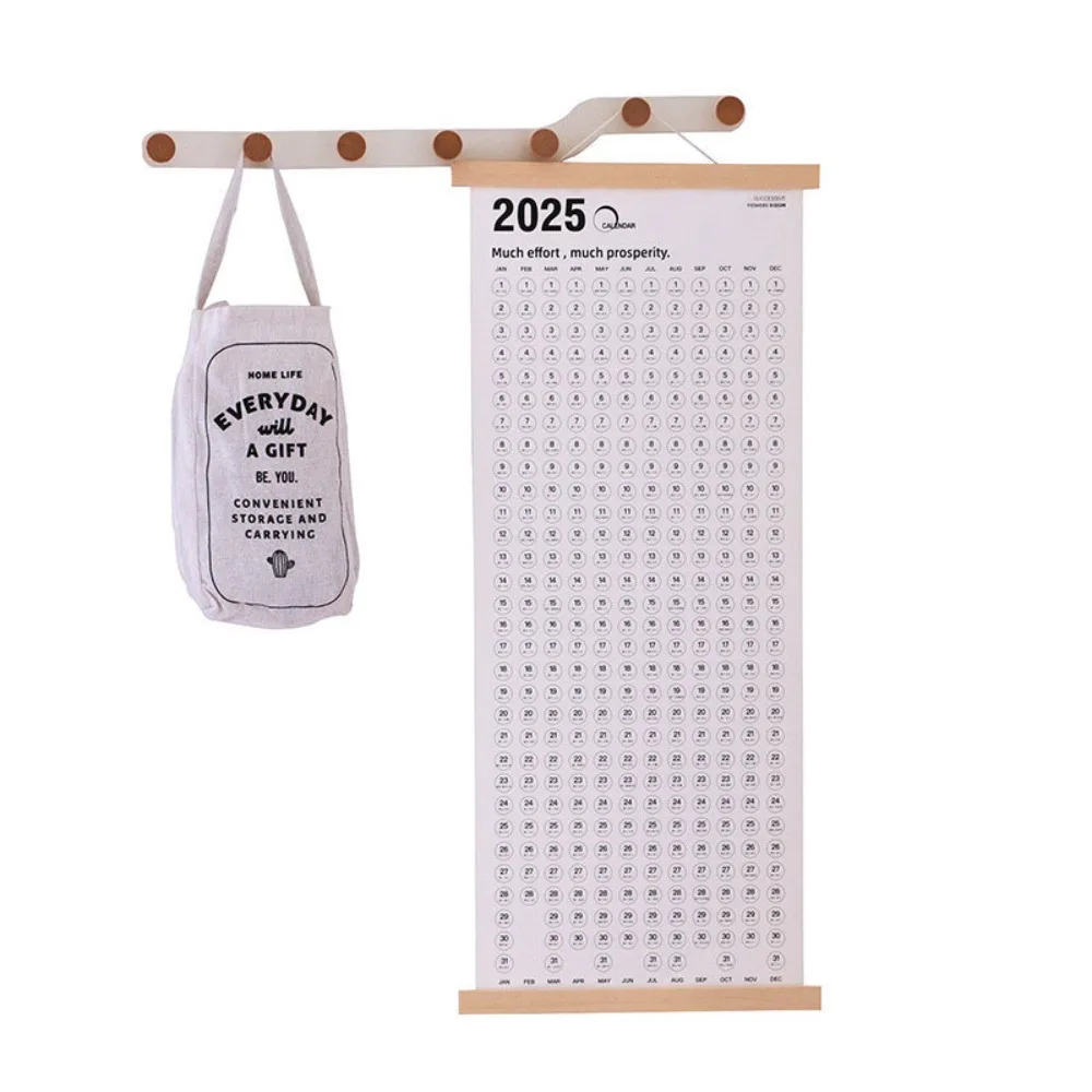 

Wooden Frame Wall Hanging Calendar Rectangle Convenient 2025 Wall Calendar Paper Hanging Self-discipline Schedule Planner
