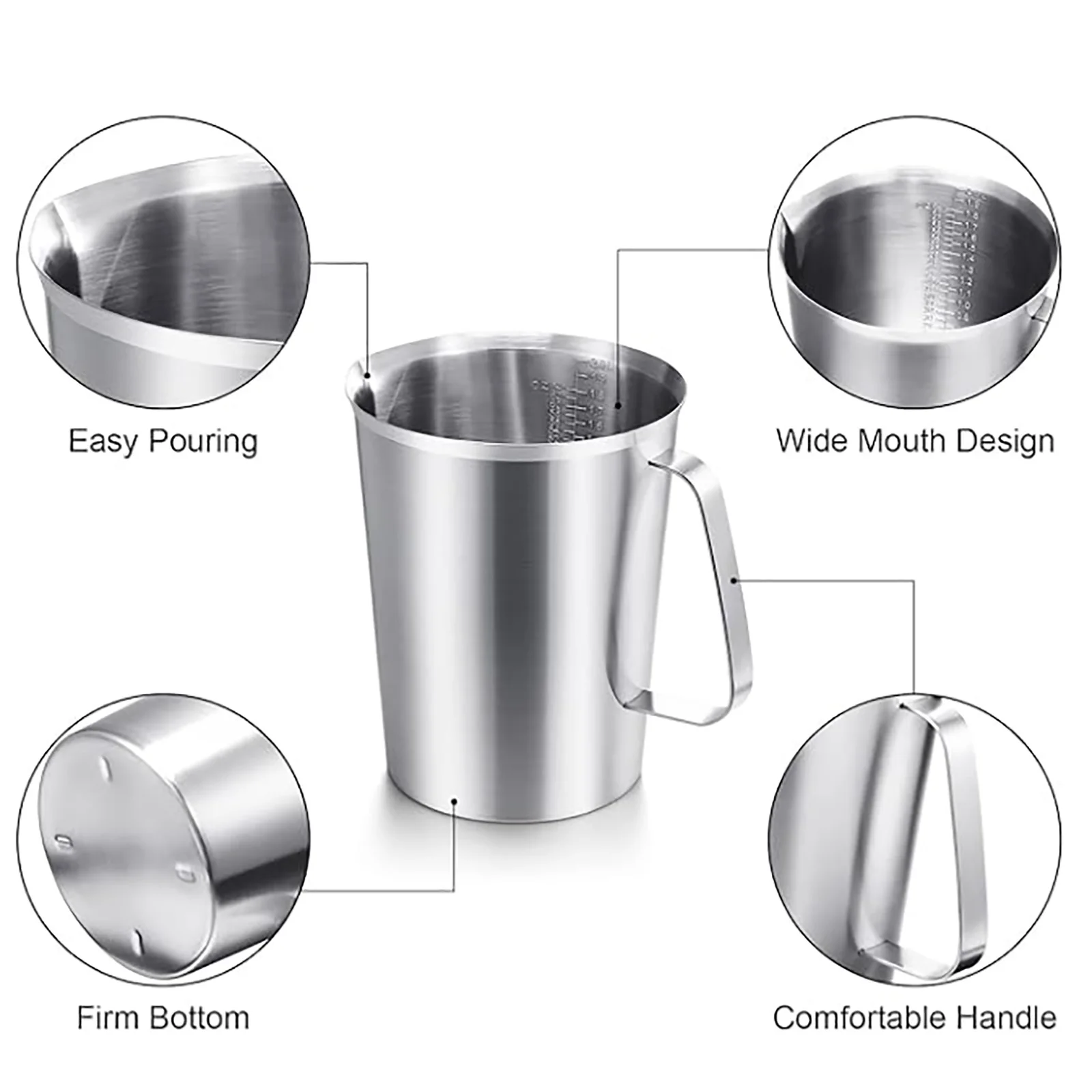 Milk Frothing Pitcher Measuring Cup Stainless Steel Kitchen Tool Steam Large Capacity ml OZ  Graduation Espresso Latte Art Jug