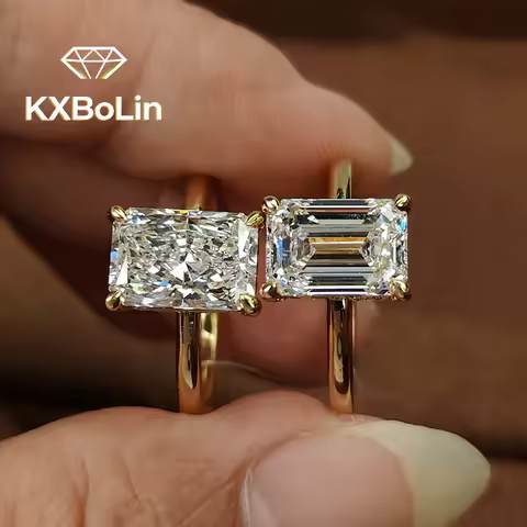 1/2/3ct Emerald Cut Solitaire Moissanite Diamond Engagement Ring with Certificate 925 Sterling Silver Wedding Ring for Women Men