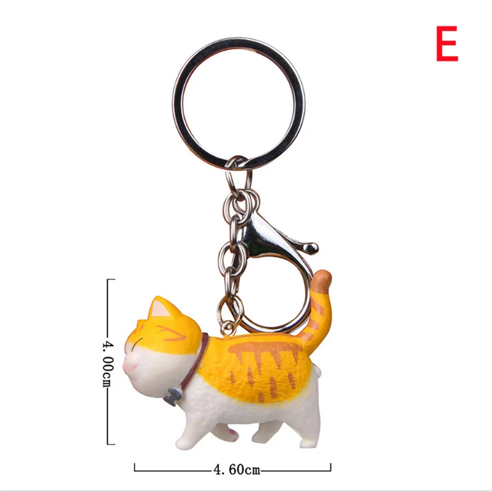 Cute Chubby Cat Keychain Kawaii Shy Kitten Bag Pendant Car Motorcycle Trinket Keyring Waist Hanging Ornaments Accessories