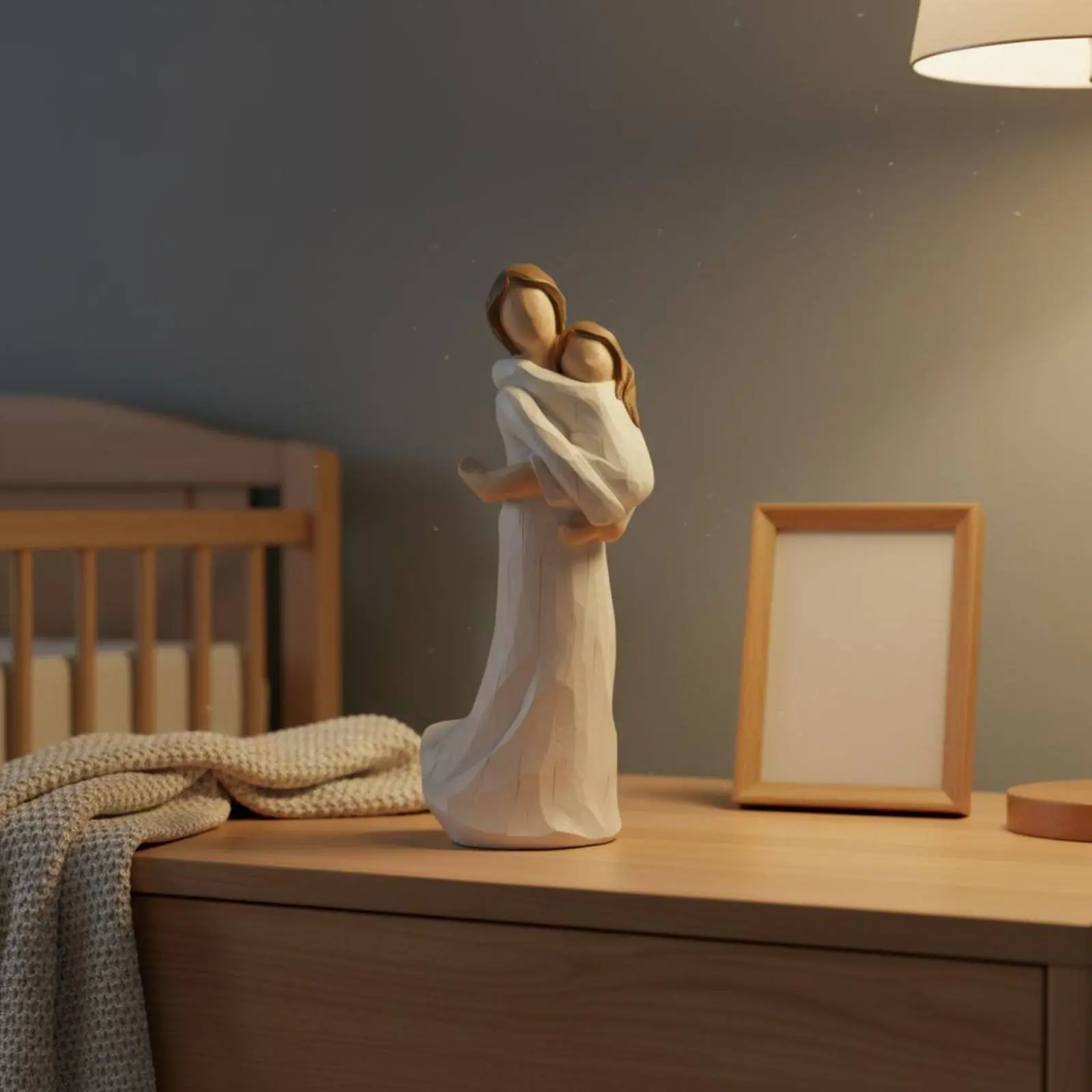 Mother Daughter Figurine Heartwarming Design Sentimental Resin Sculpture Family Love Figurine Heartfelt Connection