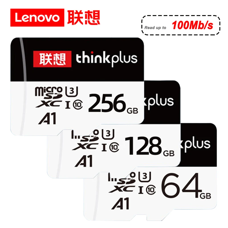 Lenovo Thinkplus Memory SD Card A1 U3 Class 10 Micro TF/SD Card 256GB 128GB 64GB 32GB 16 Flash Memory SD Card For Dash Cam/Drone